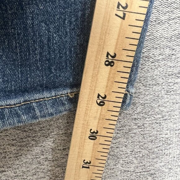 Gap Jeans Womens Legging Sz 12 Distressed Plaid Patches Medium Wash Denim - Picture 9 of 15